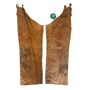 Filson Style 22 Mens Single Tin Waxed Chaps Size Reg Brown Cotton Durable VTG